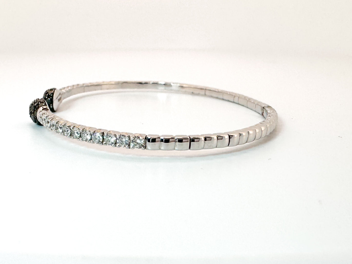 18k, White gold, natural black and white diamond cuff bracelet.
