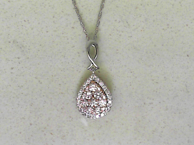 White and pink diamond drop necklace
