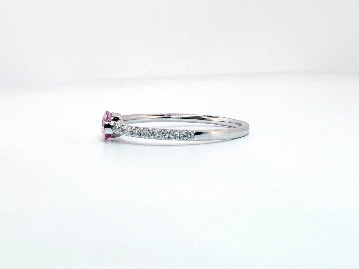 14k, white gold, .53 carat natural pink sapphire with .17 carats of diamonds