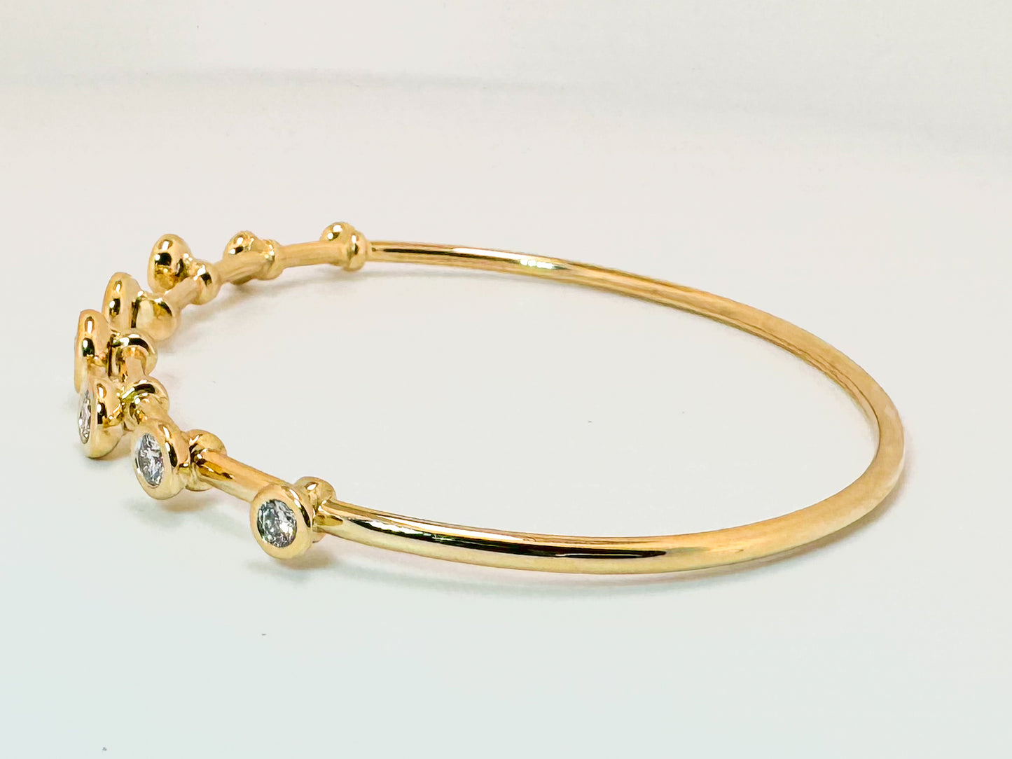 14K, yellow gold lab diamond bangle/cuff bracelet. 1.00 carat total weight