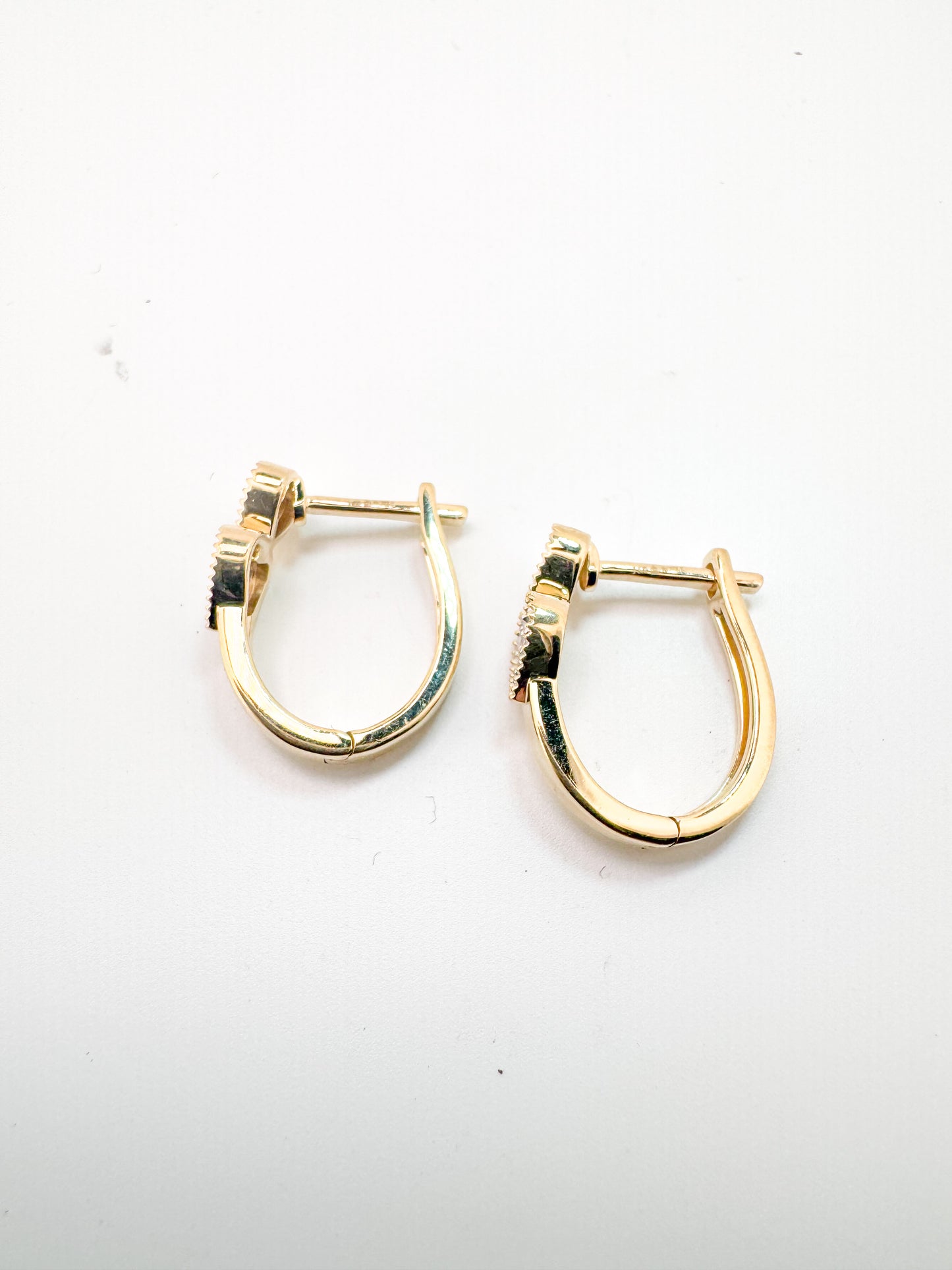 14k, yellow gold, double pave heart earrings.