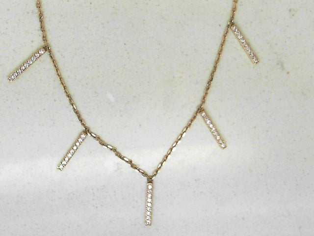 Diamond necklace with dangling diamond bars