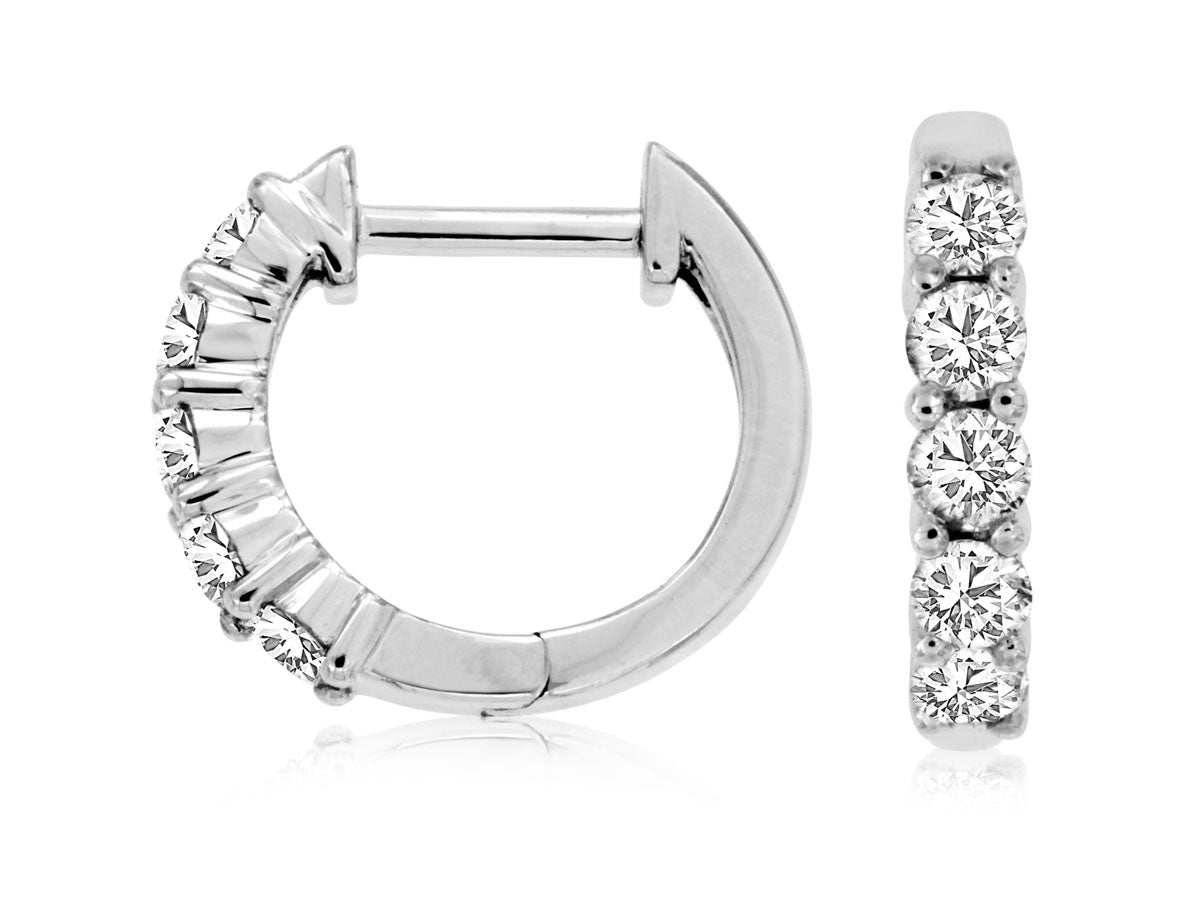 14K, White gold, .50 dtw natural diamond hoop earrings.
