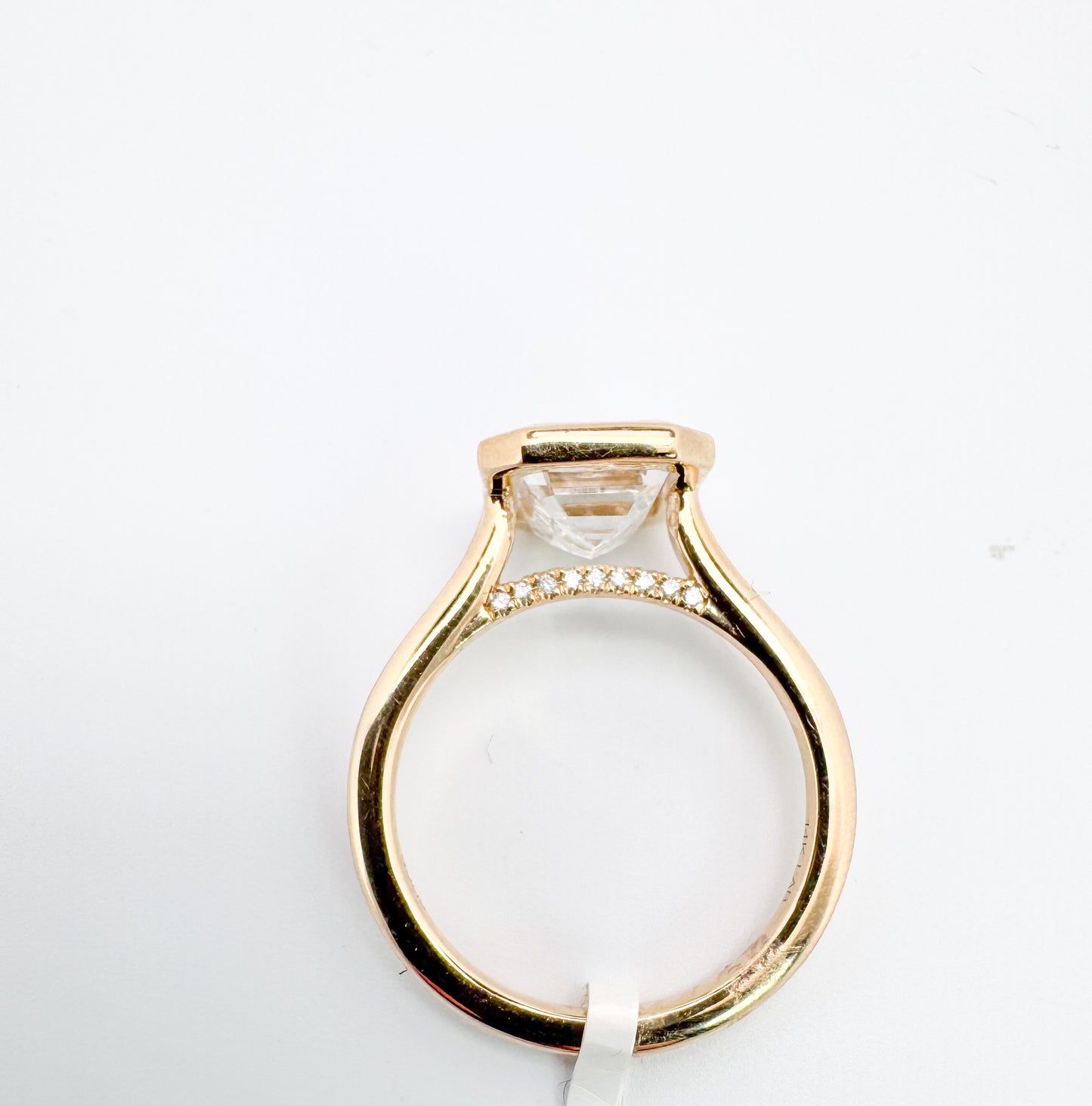 14k, Yellow gold,emerald cut, lab grown diamond engagement ring. IGI certified