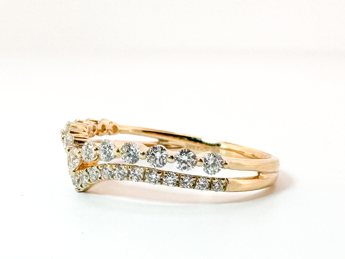 14k, Yellow gold, .53 carat total weight double V band