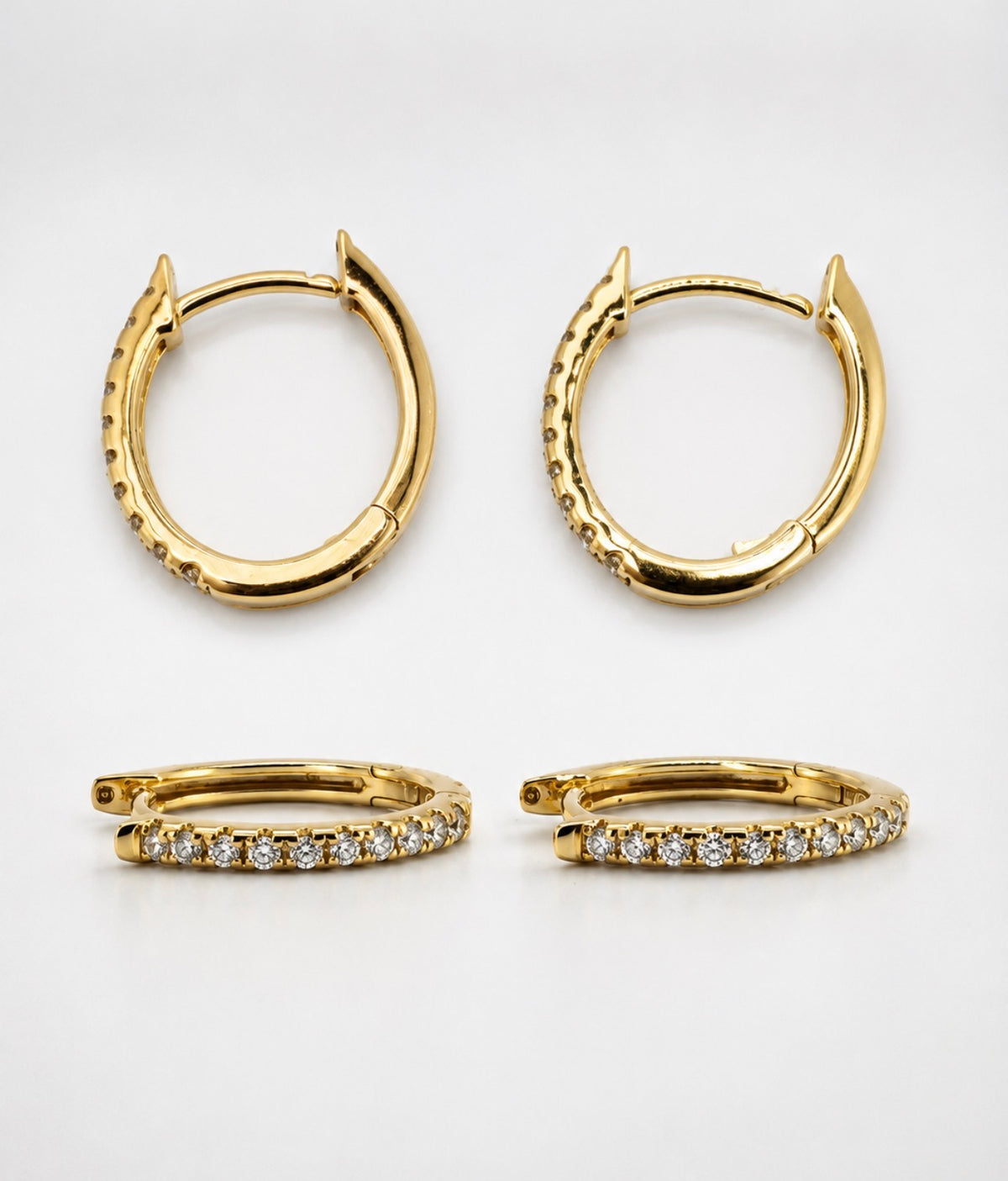 14KY .17 Diamond total weight, huggie style, natural diamond earring.