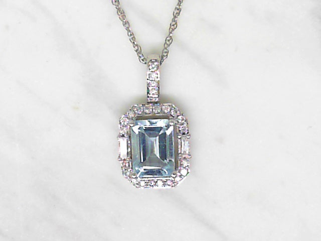 Aquamarine and Diamond Pendant