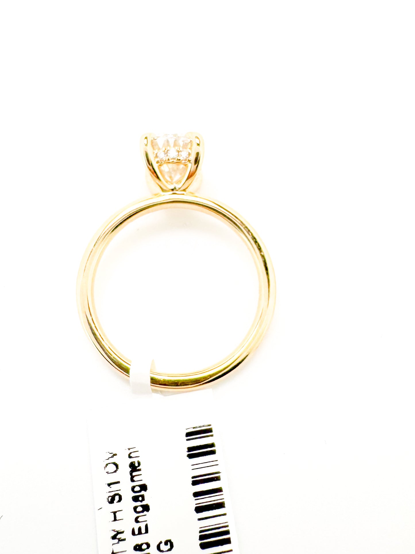 14k, yellow gold 1.89 carat, Lab grown oval set with .06 side dia