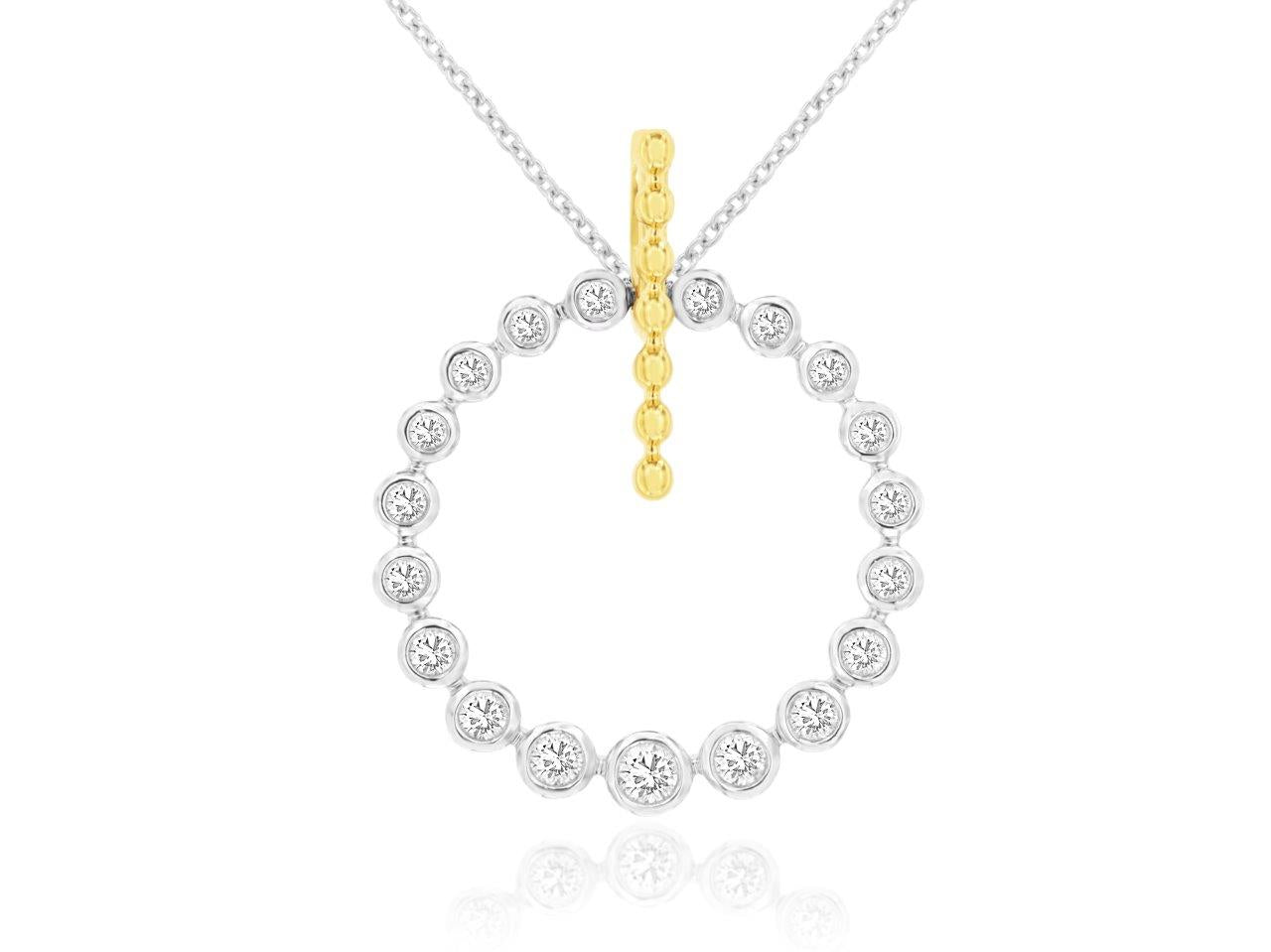 14k, Two tone, bezel set diamond pendant
