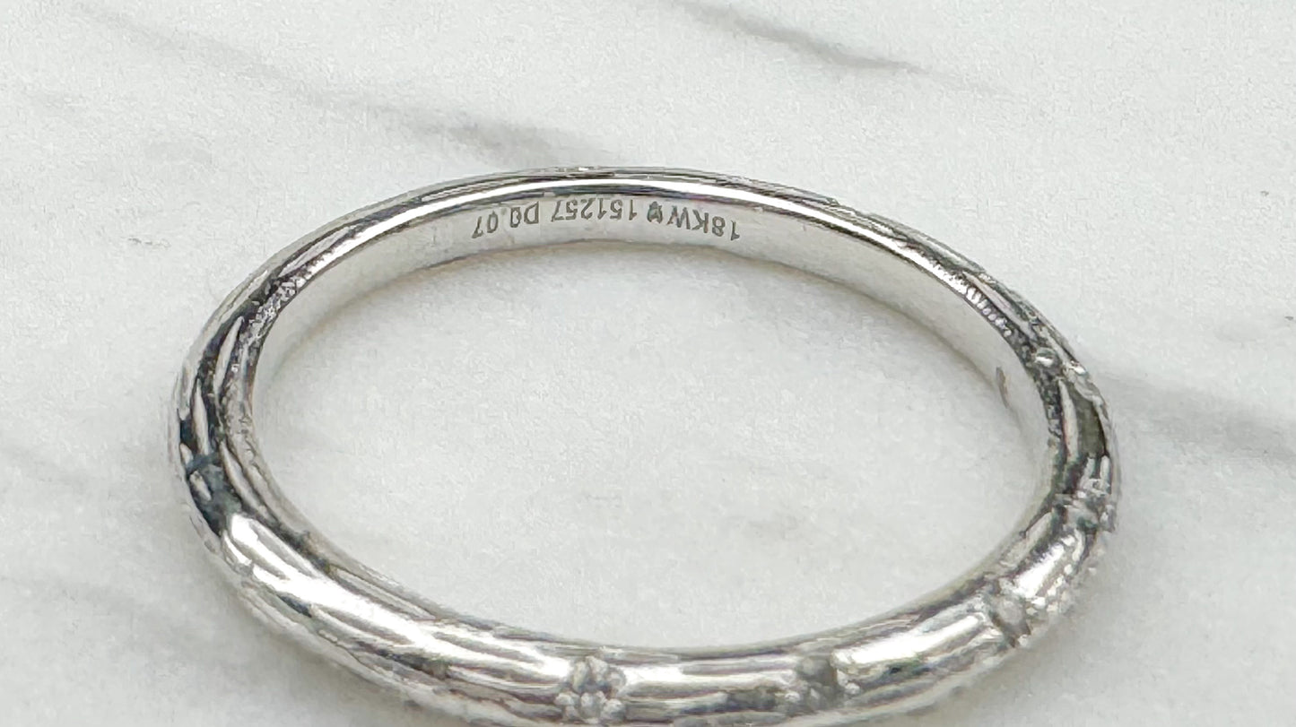 Textured White Gold Diamond Band