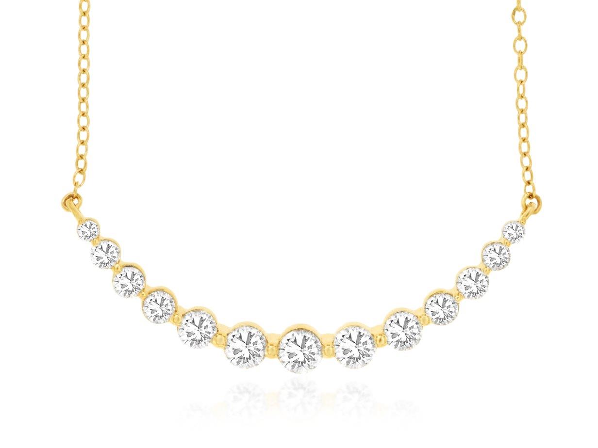 14K, yellow gold, 1.00 carat total weight diamond necklace.