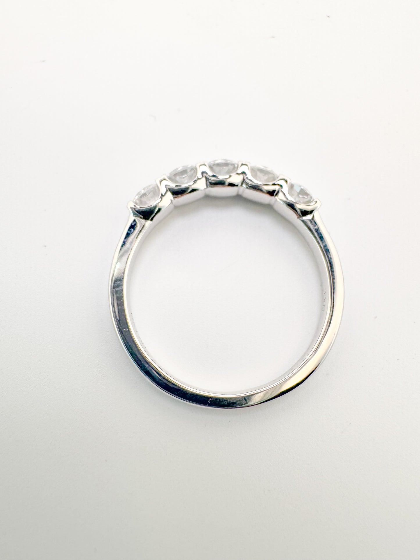 14K white gold (5) Lab grown diamond wedding band/Anniversary ring. 1.00 carat total weight.