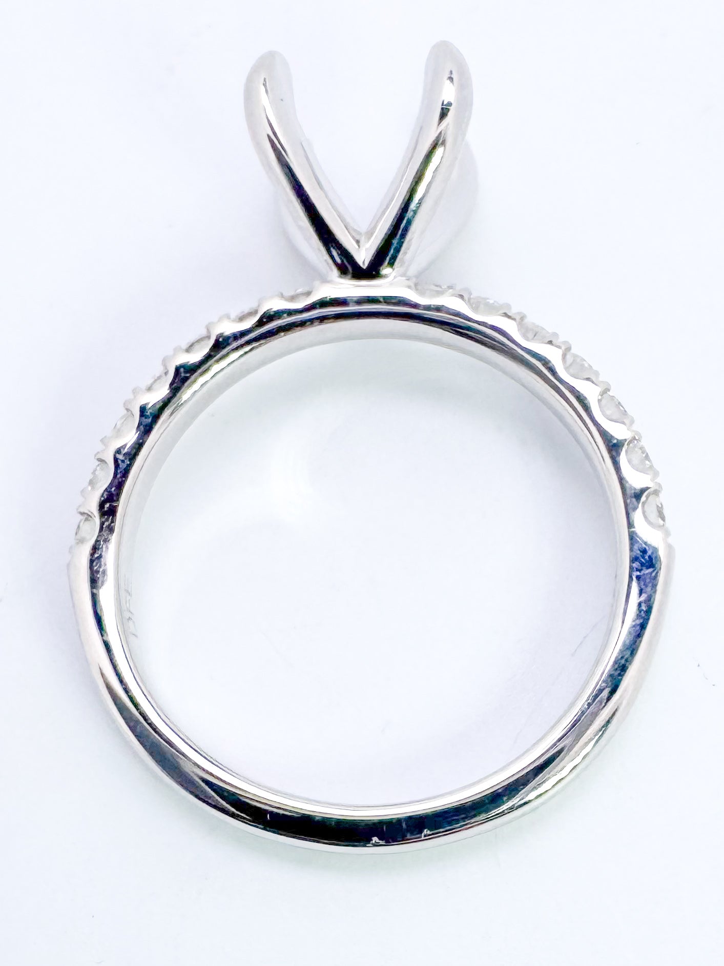 14K, white gold .40 carat total weight, natural diamond engagement ring for an 8mm stone.