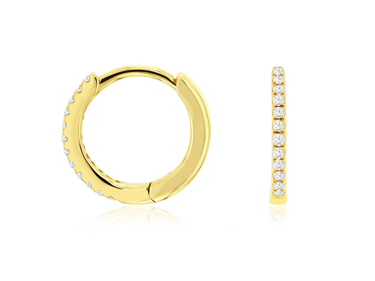 14K, yellow gold, .07 carats. Diamond huggue earring.