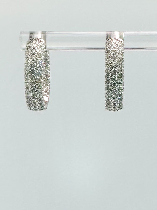 14K,white gold pave set lab grown diamond earrings 1.34 diamond total weight.