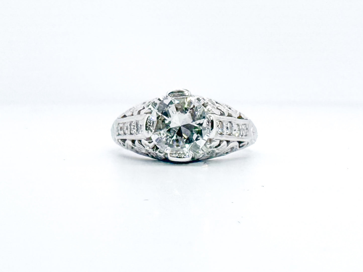VINTAGE!!! 1.50 Old European cut set in a reproduction style vintage diamond ring.