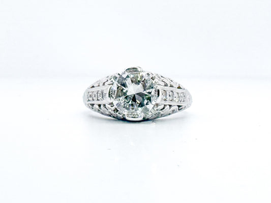 VINTAGE!!! 1.50 Old European cut set in a reproduction style vintage diamond ring.