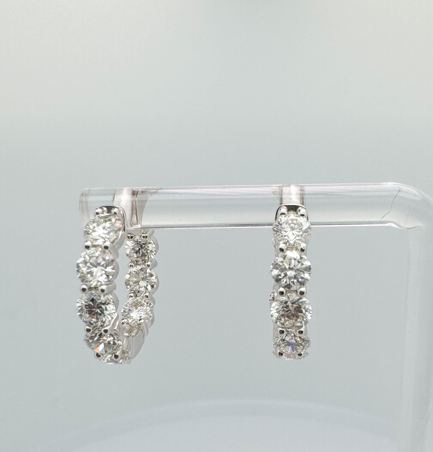 14KW 5.00 carat total weight lab grown diamond hoop earrings