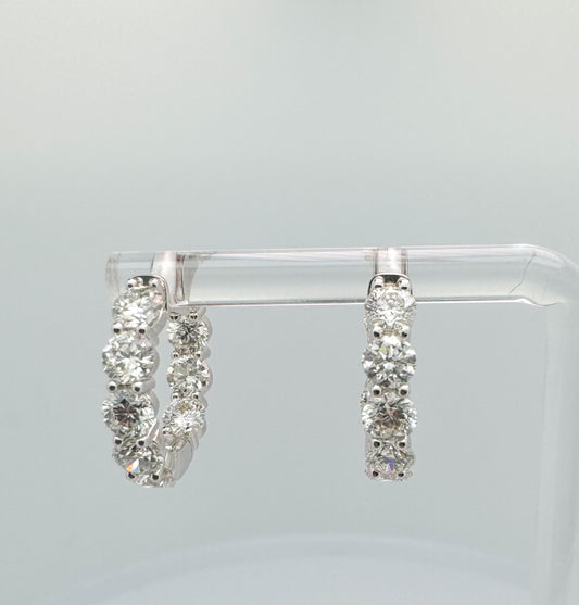 14KW 5.00 carat total weight lab grown diamond hoop earrings