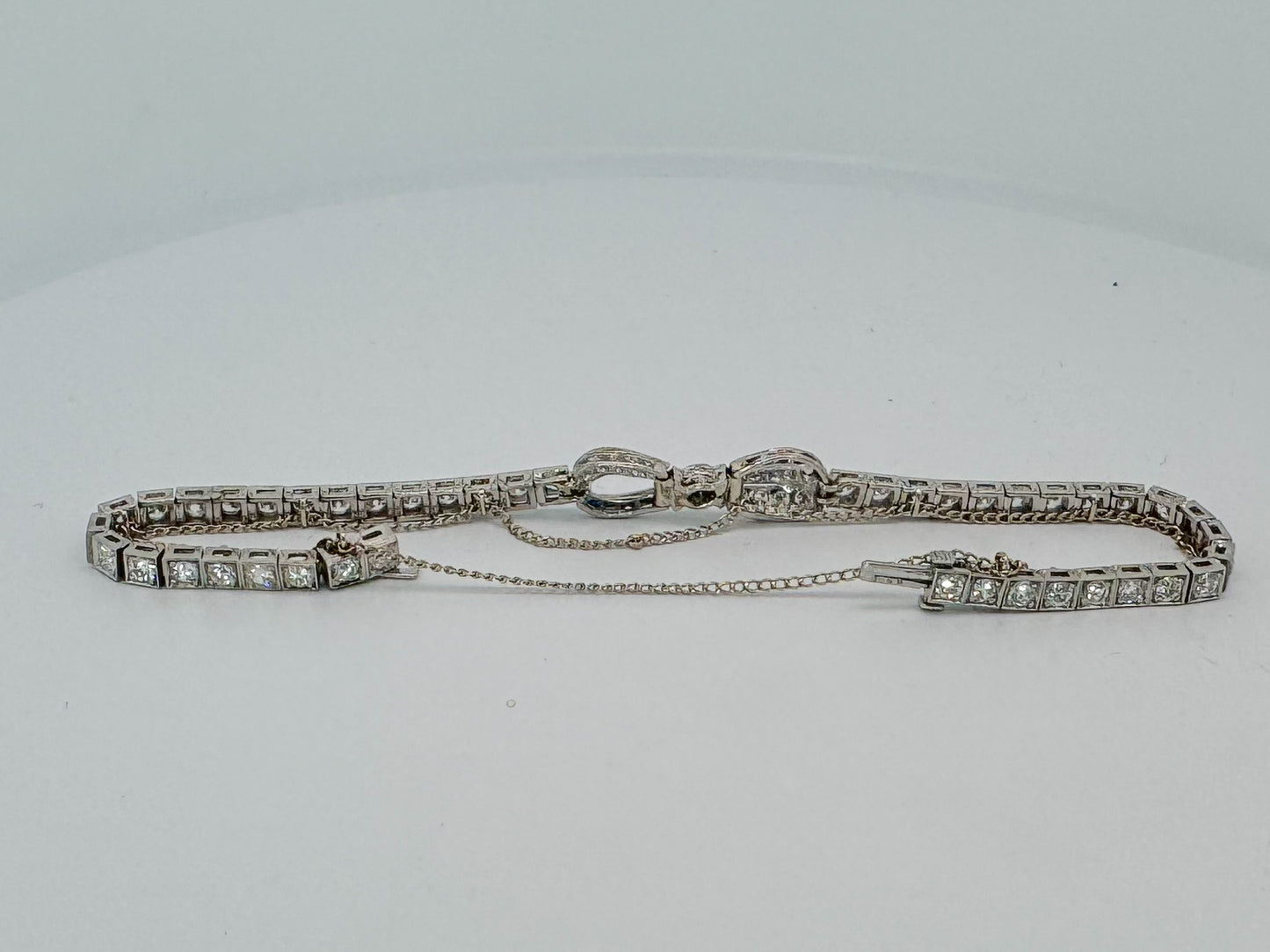 Platinum Black Starr and Frost VINTAGE  sapphire and diamond tennis bracelet ART DECO!