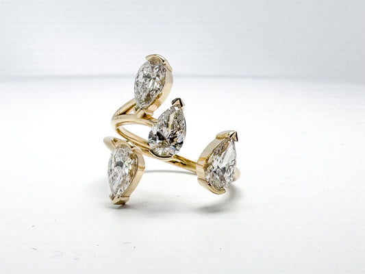 14KY 2.20 carats total weight, open concept fashion ring.