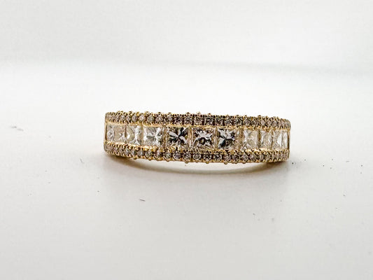 14k, Yellow gold ,princess cut and round brilliant diamond band.1.27 carats of natural diamonds.