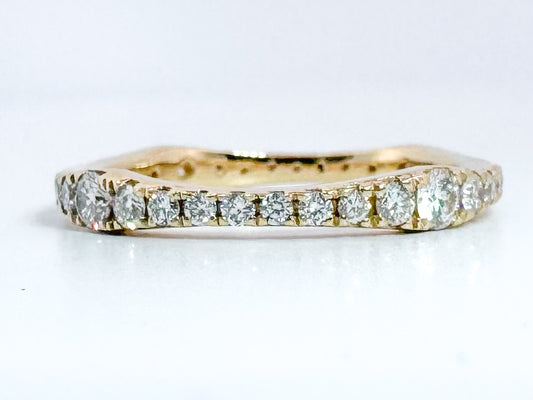 14k, Yellow gold, .75 diamond total weight, square shank eternity band.