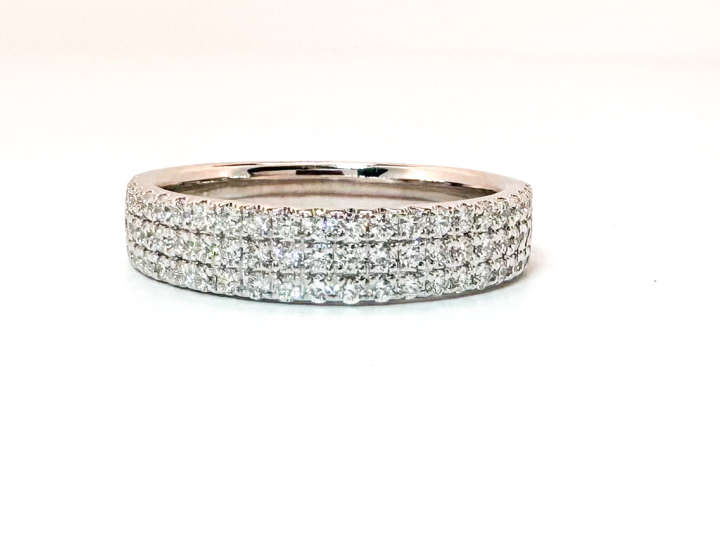 White Gold 3 Row .60 CARATS  Diamond Band