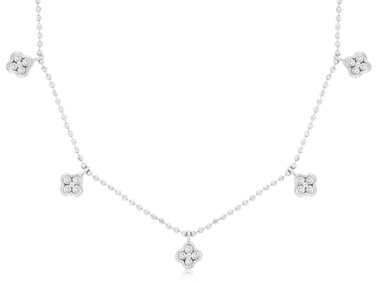 14k White Gold, .50 carat total weight, Diamond Station Necklace