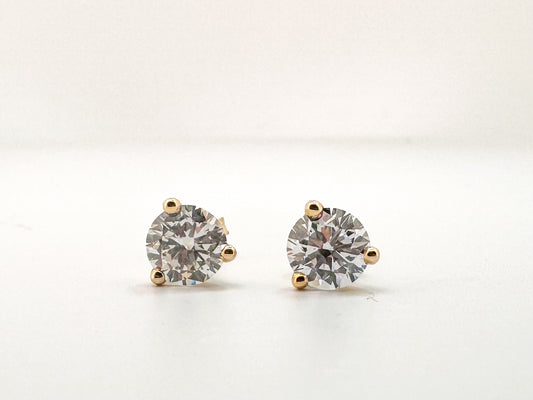 14K, Yellow gold, 2.00 ctw lab grown diamond stud earrings