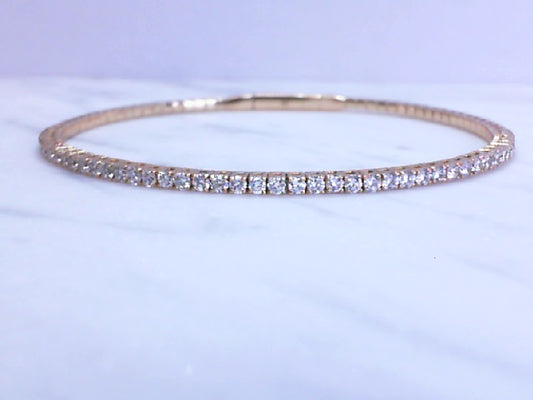 14k yellow gold .68 diamond flex bangle bracelet