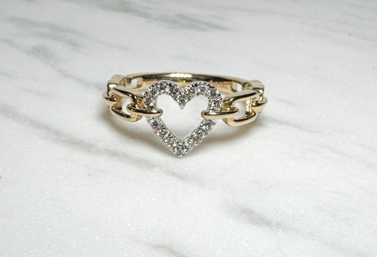 14k two tone .15 dtw heart diamond fashion ring