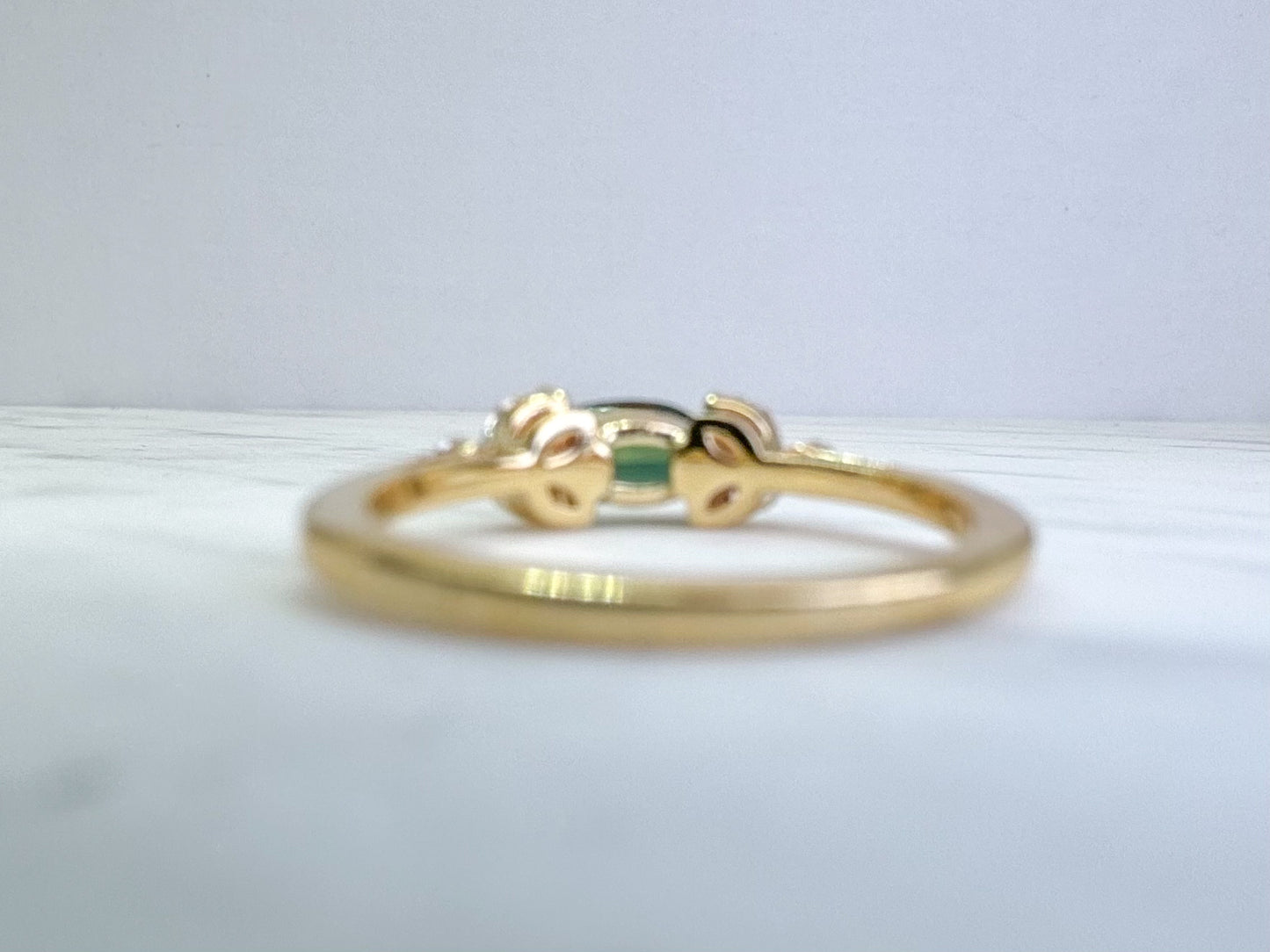 14k, yellow gold blue green tourmaline and diamond fashion ring.