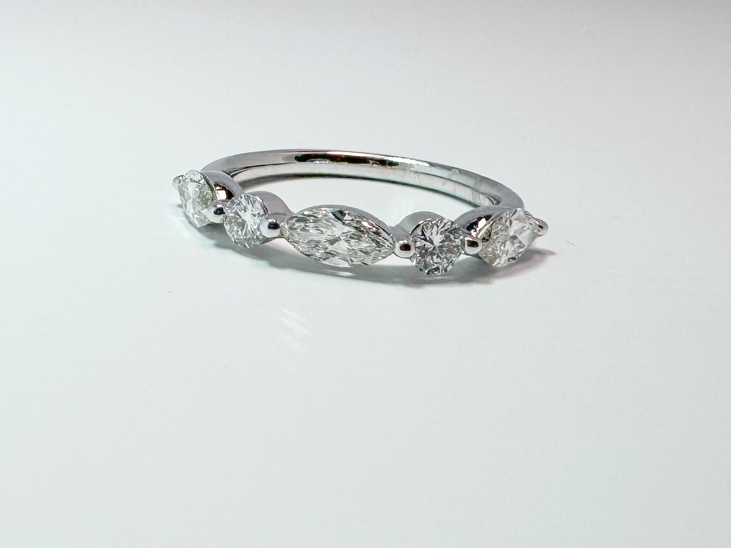 14K 1.05 carat total weight marquise and round lab grown diamond band.