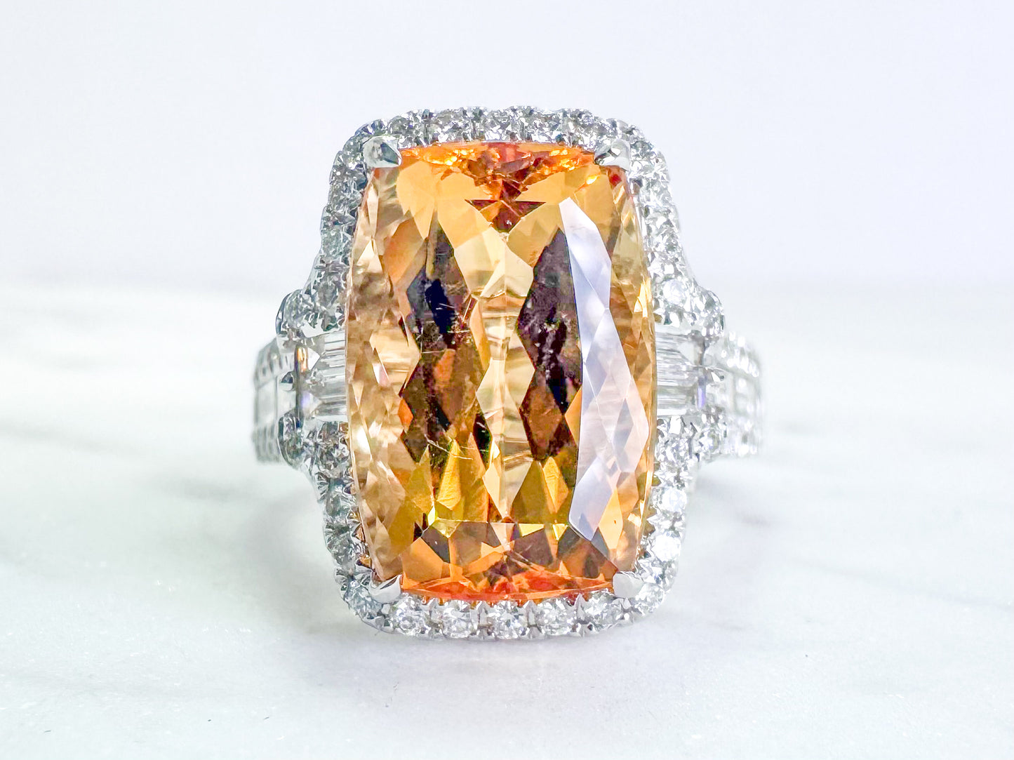 Imperial Topaz and diamond fashion ring