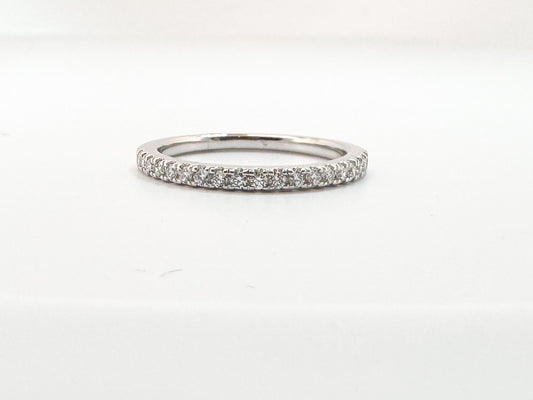 14K, white gold, .21 carat, lab grown diamond wedding band.