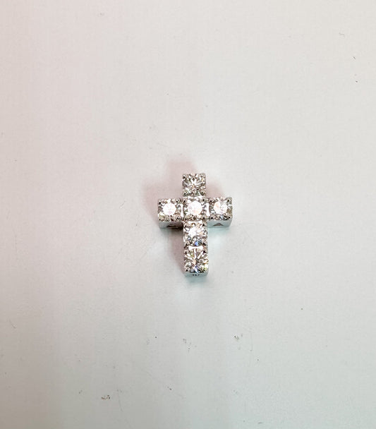 18k, white gold, .38 carats natural diamond mini cross.