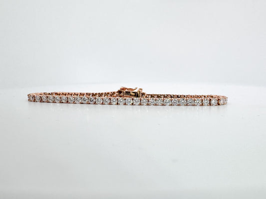 14k, Rose gold 5.00 carat, lab diamond tennis bracelet VS1//VS2 E-F
