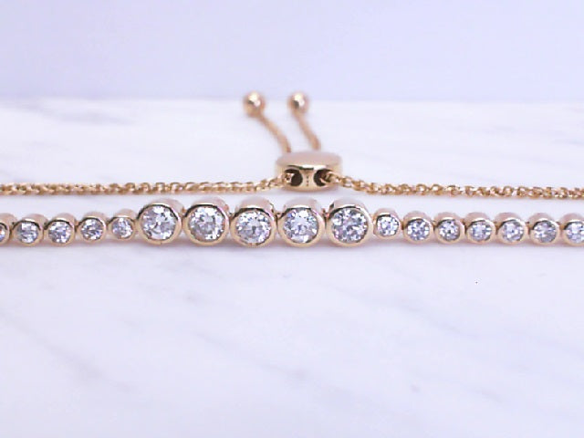 14k yellow gold bezel set diamond bolo bracelet