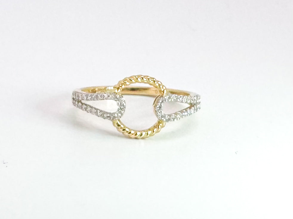 14k yellow gold circle diamond ring