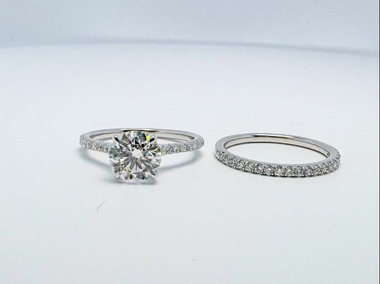 14KW 2.50 TW Lab grown diamond wedding set. 2.01 center with .49 dtw side diamonds