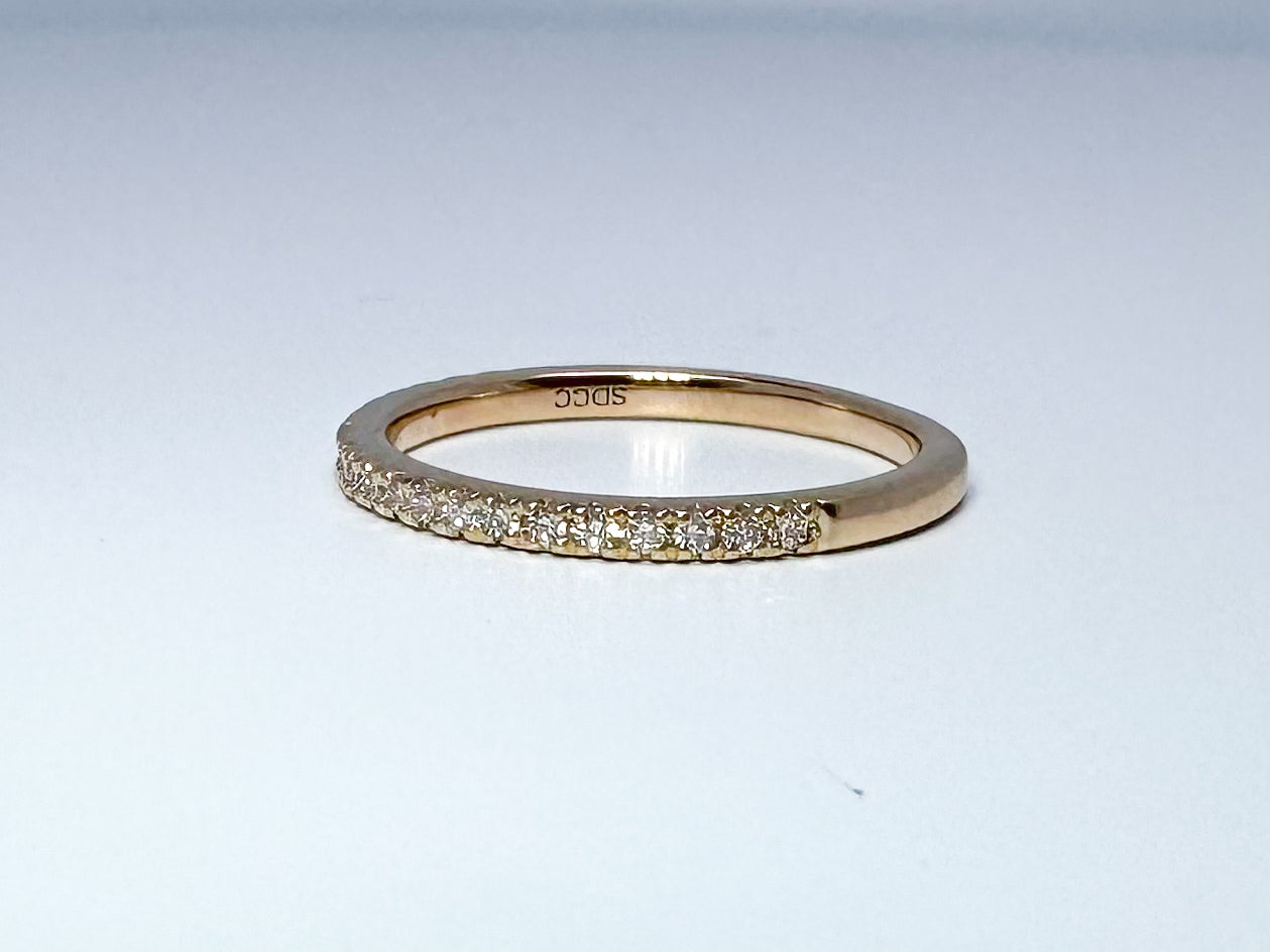 14K, Yellow gold .20 diamond total weight, lab grown wedding band