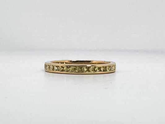 14K, yellow gold, natural yellopw sapphire band .79 cararts