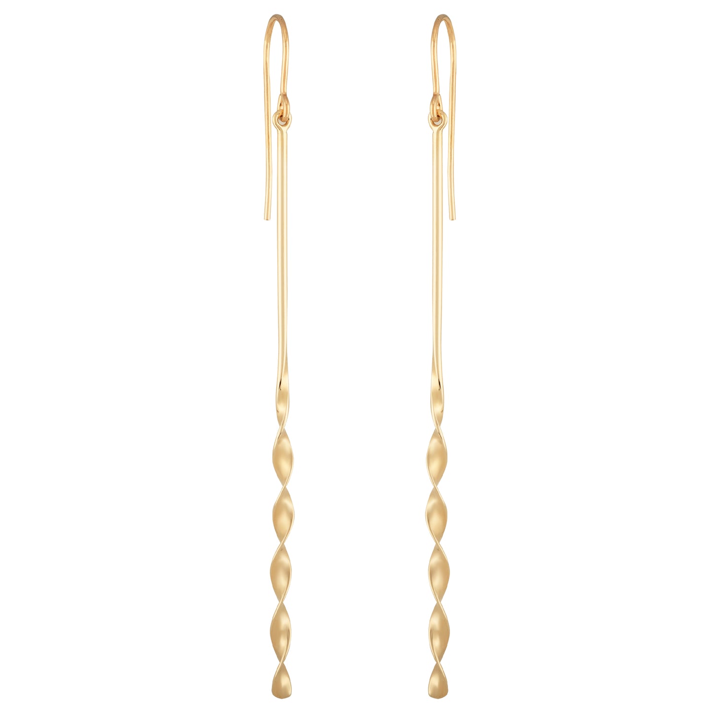 14K, yellow gold simple, drop twist earring.