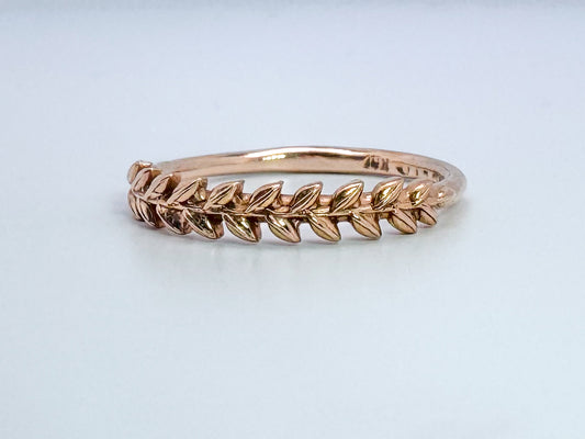 14k, rose gold, leaf band
