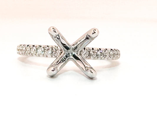14K, White gold, .25 diamond total weight, semi mount foe 8mm stone