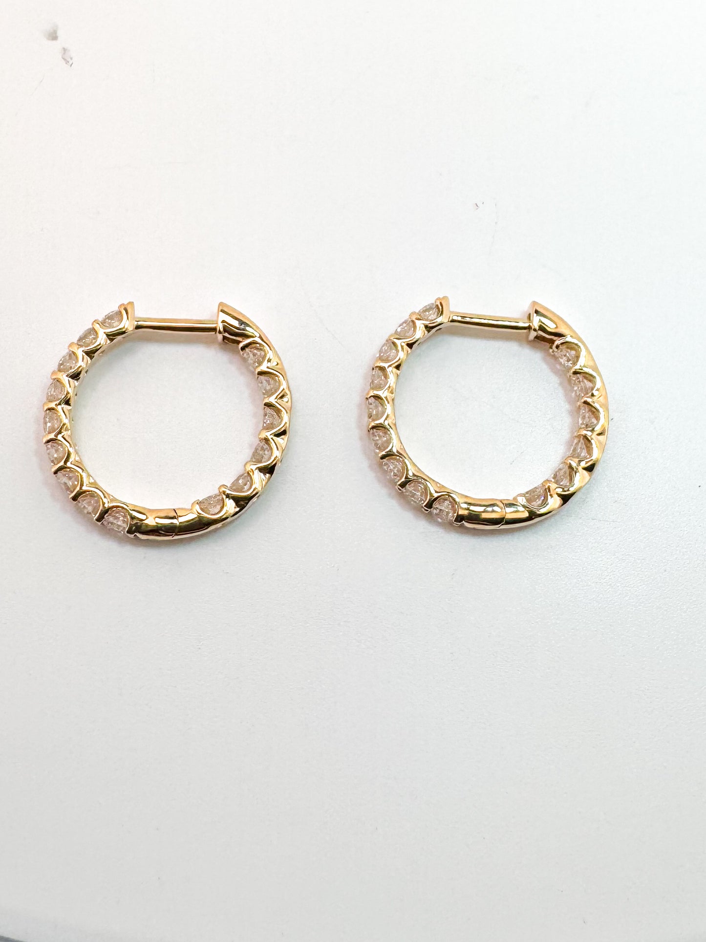 14K, yellow gold, inside out, lab grown diamond earrings. 1.00 ctw