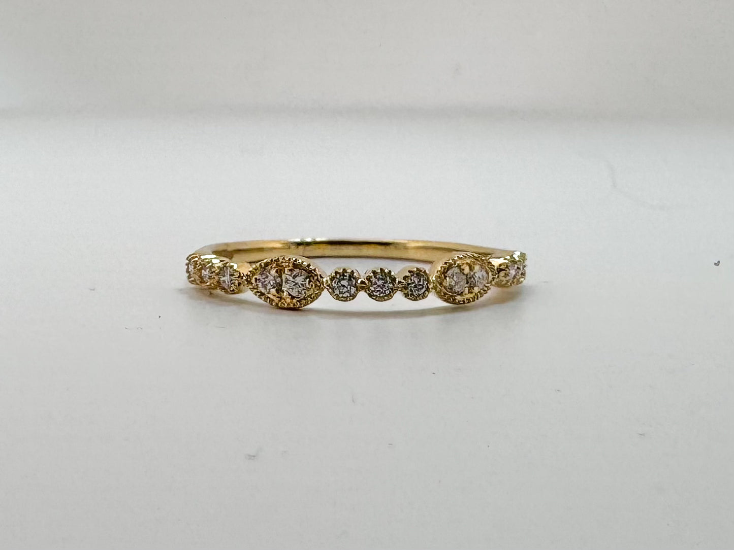14K, yellow gold, .15 diamond total weight, wedding band.