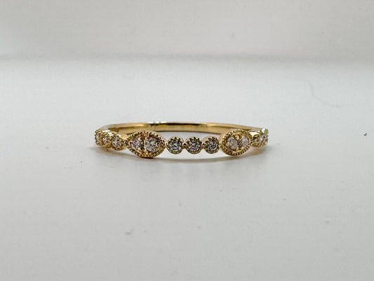 14K, yellow gold, .15 diamond total weight, wedding band.