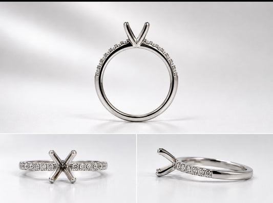 14K,White gold, .50 diamond total weight, semi mount engagemnet ring.
